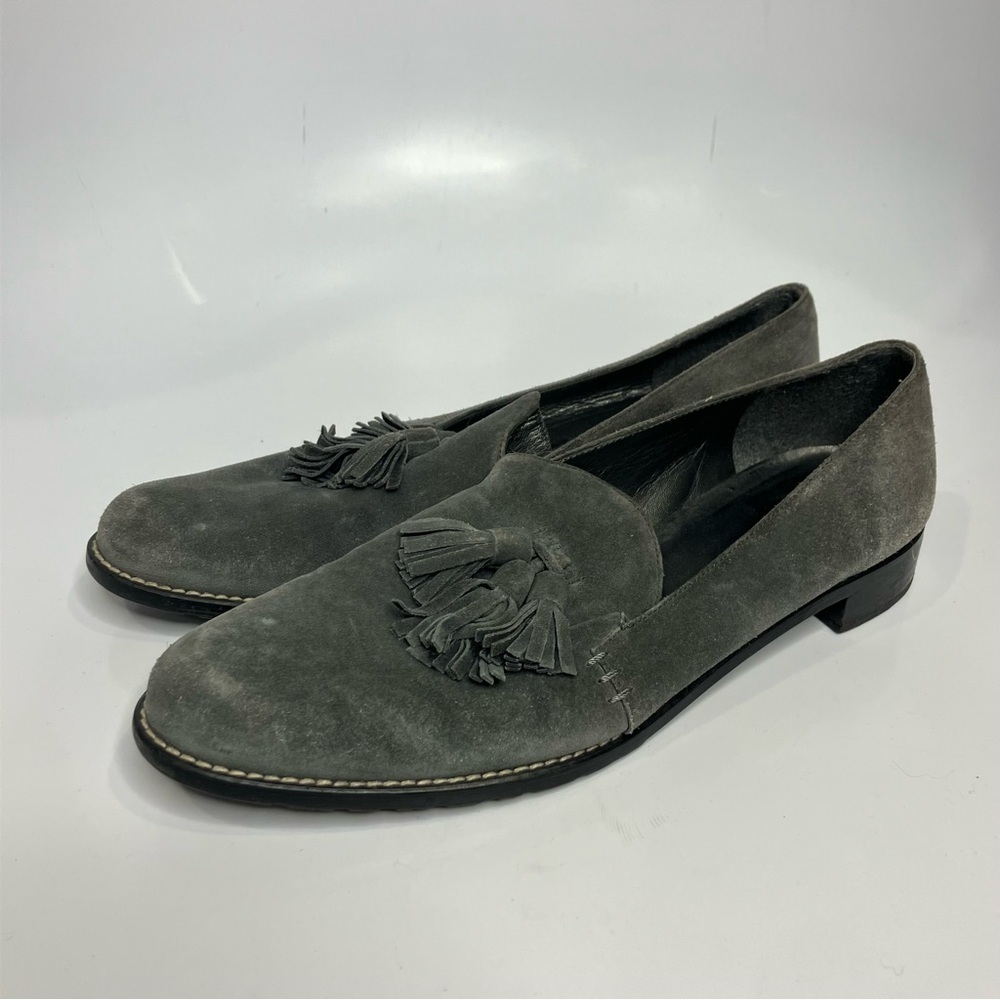 Stuart Weitzman‎ Guido gray leather tassel loafers women’s size 8.5 professional